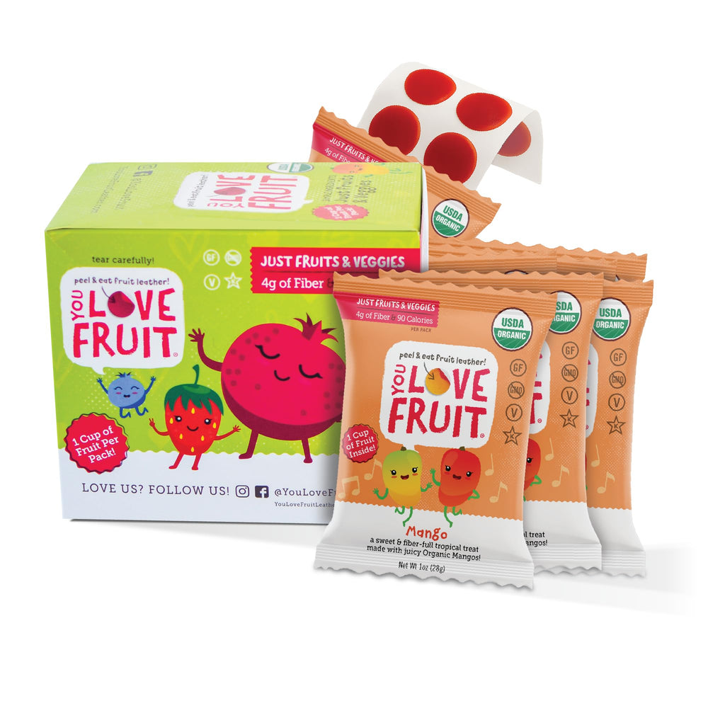 YOU LOVE FRUIT mango all natural snack pack 12 x 1oz for on-the-go indulgence