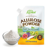 Your Kitchen Keto Allulose Powdered Sugar bottle closeup—zero-calorie sweetness for baking.