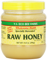 YS Eco Bee Farms healthy honey raw bottle – amber color, smooth pour, ideal for tea.