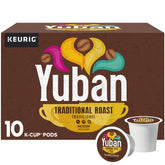 Yuban Traditional Roast K-Cup pods ready for quick single-serve brews.