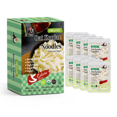 YUHO Organic Konjac Shirataki Noodles Fettuccine pack on shelf, low-calorie vegan option.