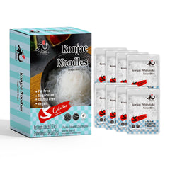 YUHO Shirataki angel hair pack shows a low-calorie, plant-based pasta substitute.
