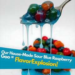 Yum Yum Delights Gooey Gushables blue raspberry glaze, crave-worthy topping for snacking.