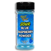 Yum Yum Delights Sour Blue Raspberry Powder bottle pour adds tangy flavor to drinks