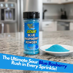 Yum Yum Delights Sour Blue Raspberry Powder dessert-sprinkle elevates desserts with pucker