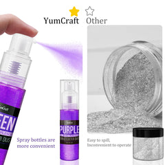 YumCraft pink glitter spray enhances cocktails with a subtle luminous sheen.