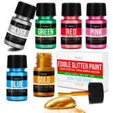 YumCraft edible glitter paint set collection bottles for ready-to-use dessert decoration