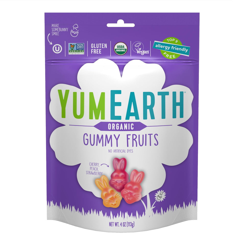 YumEarth Candy Gummy Fruit Easter pack with assorted fruit flavors for kid-friendly snacking.