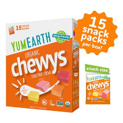 YumEarth Chewys no artificial dyes with real fruit color.