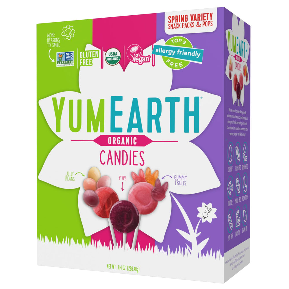 YumEarth organic Easter gummy fruits in a variety box for allergy-friendly snacking