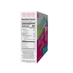 YumEarth tropical fruit snacks pack back with ingredient details and branding