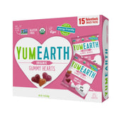 YumEarth Valentine hearts, individually wrapped for quick lunchbox snacks.