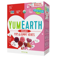 YumEarth Valentine gummy hearts box with vibrant colors and allergy-friendly ingredients.
