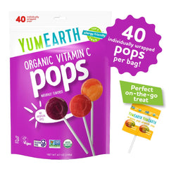 YumEarth Vitamin C Pops individually wrapped for convenient grab and go snacking