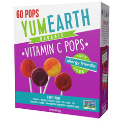 YumEarth Vitamin C Pops strawberry flavor, naturally fruity snack.
