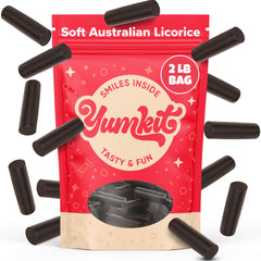 Yumkit black licorice candy 2lbs offers a soft bite ideal for sharing.