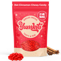 Yumkit Hot Tamales Fierce Cinnamon Candy front-pack display for bold snacking.