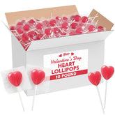 Yumzo heart lollipops bulk 10lb display for classroom exchanges and party favors.