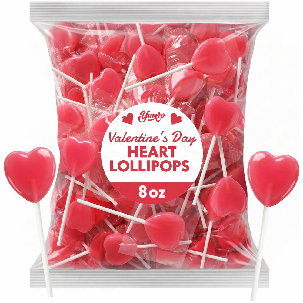 Yumzo heart lollipops bulk 8oz for classroom sharing and celebrations.