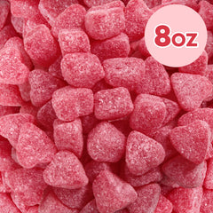 Close-up of Yumzo heart-shaped gummies showing soft, chewy texture.