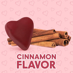 Close-up of Yumzo JuJu Hearts Cinnamon Gummies showing chewy heart shapes.