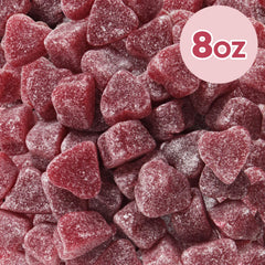 Valentine candy bowl display with Yumzo gummies in red hearts
