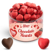 Yumzo Valentines Day milk chocolate hearts 100-pack for classroom exchanges.