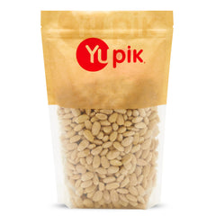 Yupik skinless whole almonds in a bag, ideal for snacking or baking.