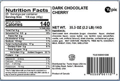 Yupik dark chocolate cherries close-up reveal a smooth, chewy bite for snacking.