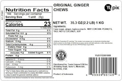 Yupik Ginger Chews bag close-up, individually wrapped bites