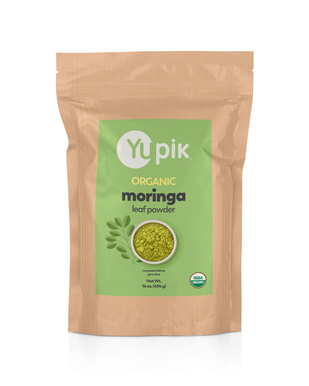 Yupik Moringa powder in a jar, ready to boost smoothies and drinks with a nutty, nutritious touch