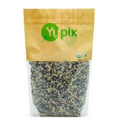 Yupik Organic Ancient Black Rice Mix packaging, convenient whole-grain blend for meals