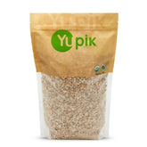 Yupik barley flakes pack shot highlighting organic certification and versatile meals