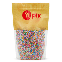 Yupik Rainbow Sprinkles packaging adds color to baked goods.