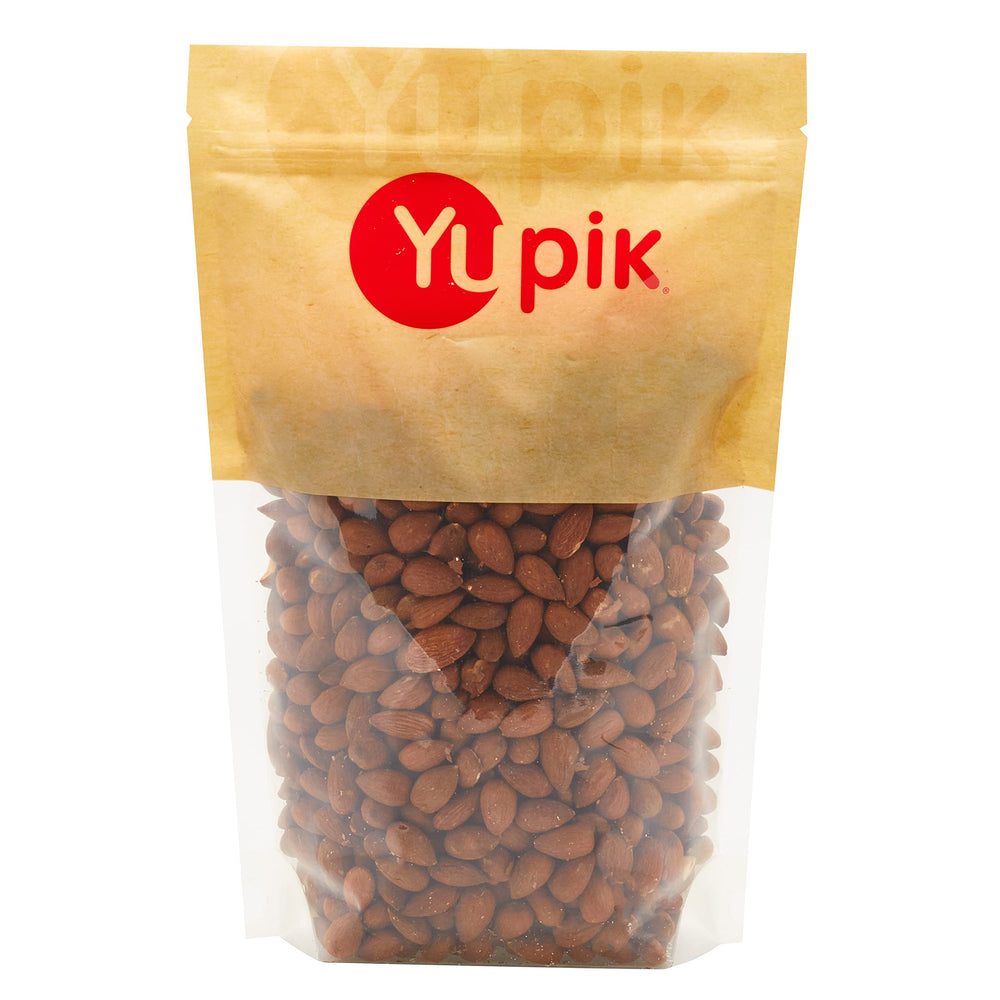 Yupik roasted unsalted almonds in bag front, ready-to-snack on the go