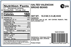 Yupik Salted Valencian broad beans crispy snack texture for munching.