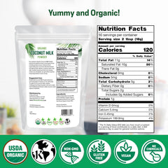 Z Natural Foods scoop showing quick reconstitution into coconut milk