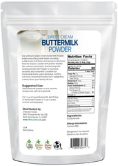 Packaging closeup of Z Natural Foods buttermilk powder showing gluten-free and non-GMO ingredients