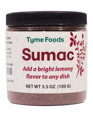 ZAATAR DIP Sumac Spice jar closeup showing bright lemony tang for salads.