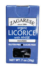 Zagarese organic licorice flip-top box front view for on-the-go snacking