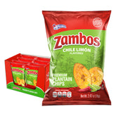 Zambos Chile Limón Plantain Chips bag front showing bold flavor and crisp texture.