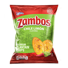 Zambos Chile Limón plantain chips bag with bold lime-chili flavor