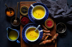 Zaran Saffron jar closeup reveals rich threads and packaging.