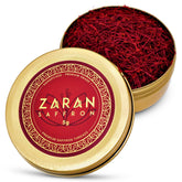 Zaran Saffron Super Negin tin packaging adds a premium gift-worthy look.