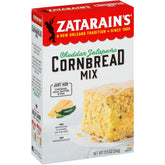 Zatarain's Cheddar Jalapeño Cornbread Mix box showing bold flavor for quick meals.