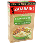 Zatarain's Cilantro Lime Rice box front, ready-to-serve side for taco nights.