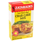Zatarain's Crab Cake Mix box front, ready-to-use kit for quick seafood appetizers