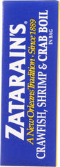 Served seafood boil featuring Zatarain's seasoning and coastal flavors.