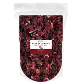 ZAVBE Hibiscus Tea loose-leaf display, vibrant aromas for customizable hot or iced brews.