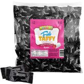 Zazers black-foil cherry taffy in a bag, party-ready